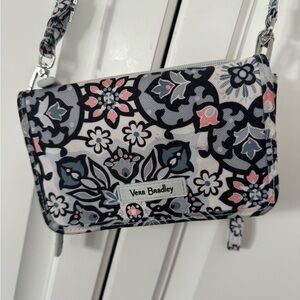 Vera Bradley Floral Crossbody Wallet in Black, White, Pink & gray